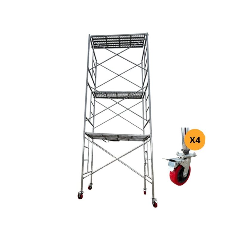 Set de 3 Andamios Galvanizado + Pack de Ruedas