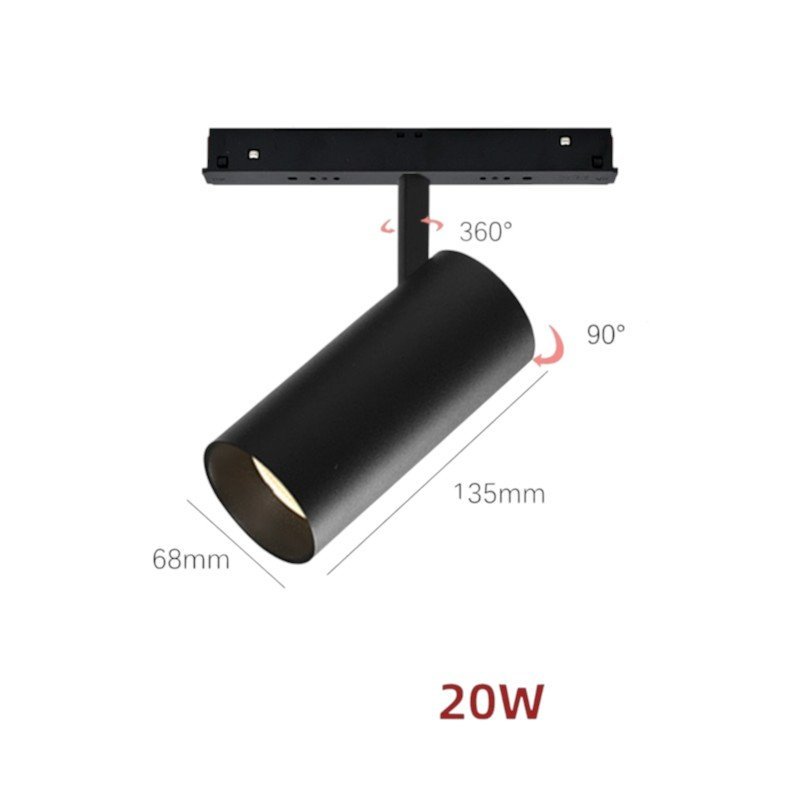 FOCO A RIEL MAGNÉTICO 20W 4.000ºK NEGRO (pronto)